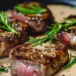 Steak mit Knoblauch-Sahnesauce